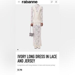 Paco Rabanne Ivory Lace and Jersey Long Dress